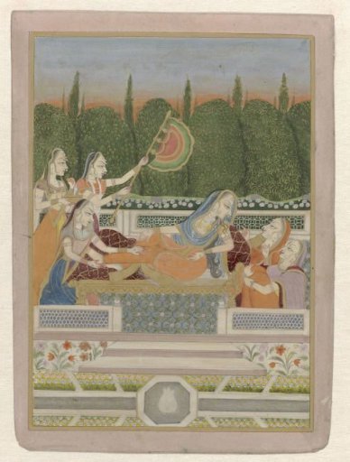 Reclining princess with maids