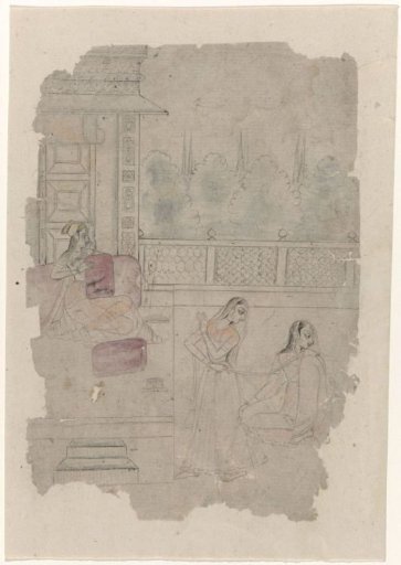 Sketch of a few ladies on a terrace