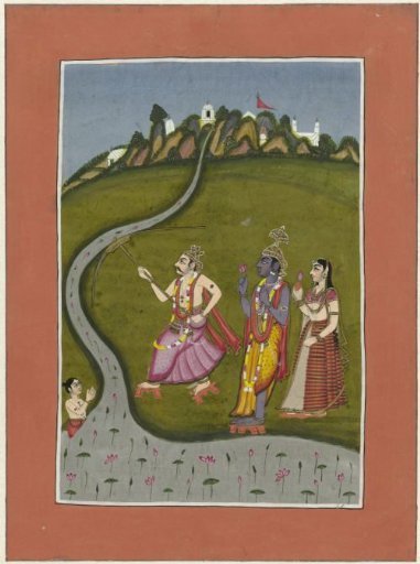 Balarama diverts the course of the Yamuna with his plough