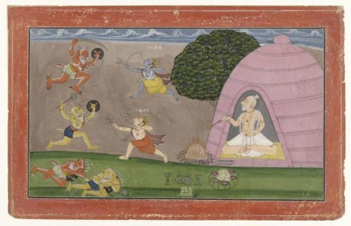 Rama and Lakshmana fight against the demons Maricha and Suvahu
