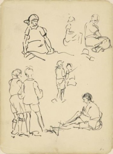 Children and seated woman