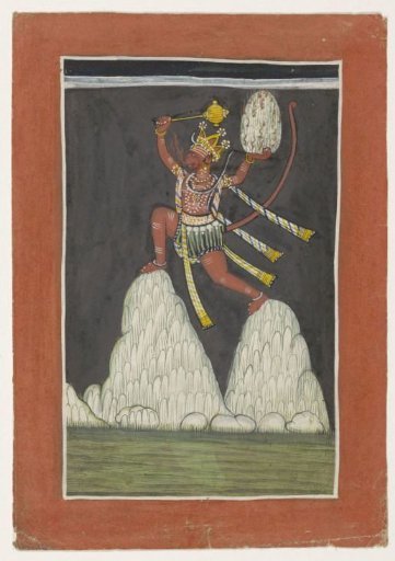 Hanuman leaps upon mountain tops