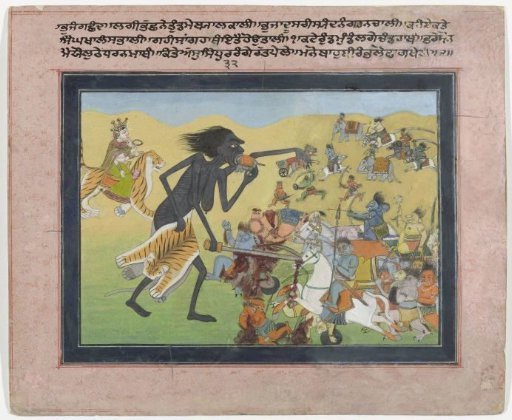 Kali battling the demons Chanda and Munda