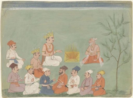 Company with Two Princes by a Campfire