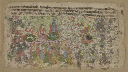 Rama and Sita with an army of monkeys