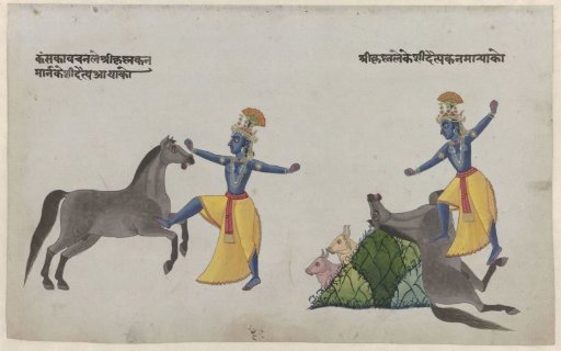 Krishna fights the horse-demon Keshi