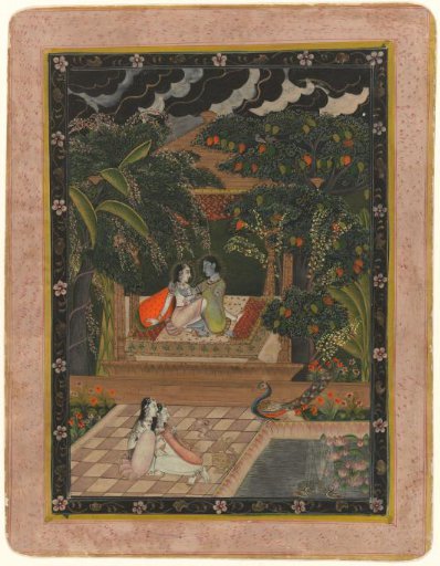 Krishna and Radha on a terrace