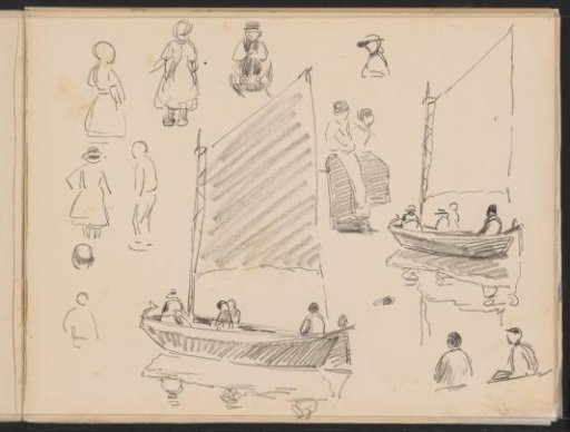 Figures in a sailing ship