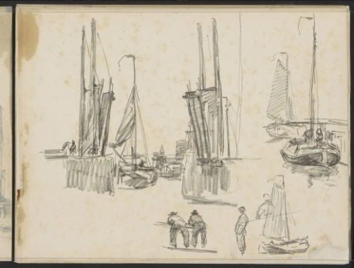 Bombards and fishermen on the beach, probably from Scheveningen