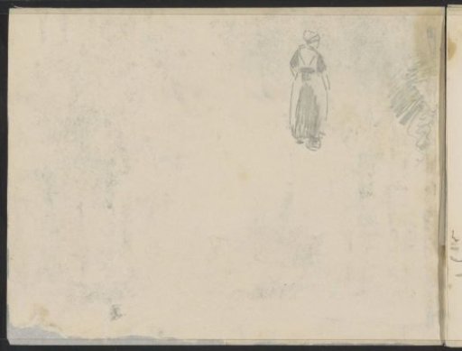 Woman with a cap and apron, seen from behind