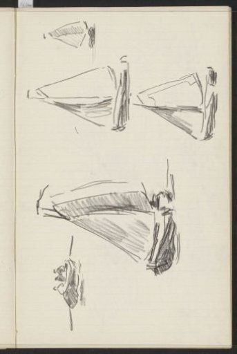 Sailing ships and figures in a rowing boat
