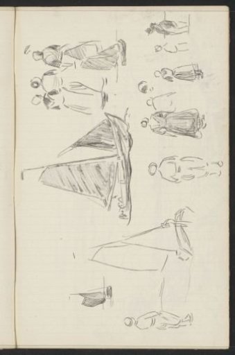 Sailing ships and men and women in work clothes