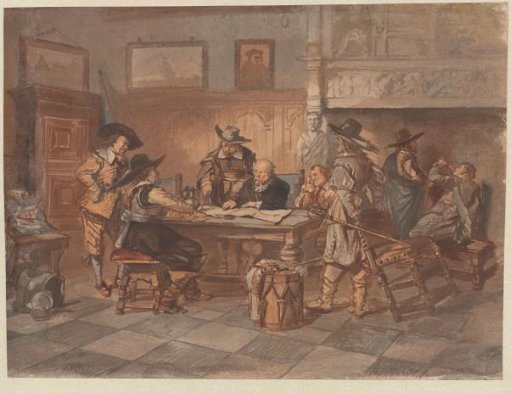17th-Century Interior with Soldiers Around a Table