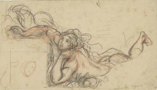 Ornamental design with a reclining nude female figure