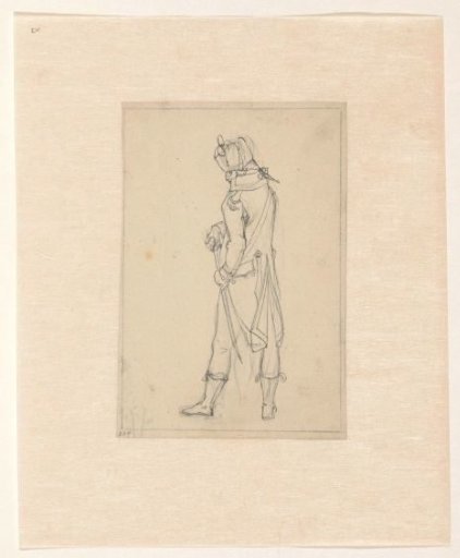 Standing soldier, seen from the back at an angle