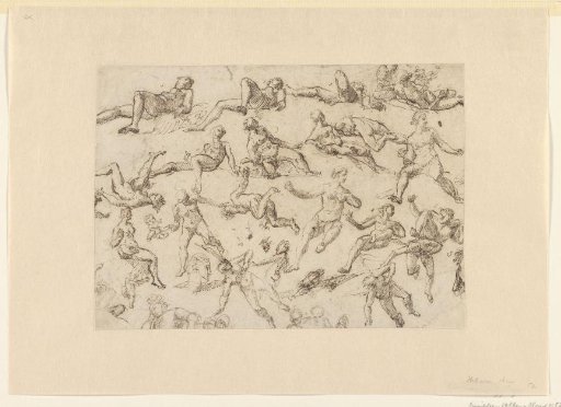 Study sheet with naked women, children, and heads