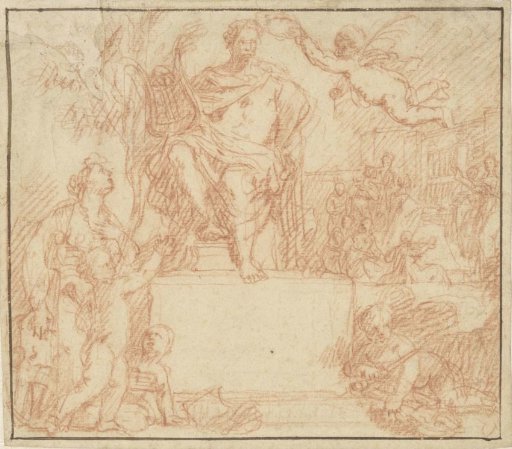 Design for a title page with Apollo and the Muses
