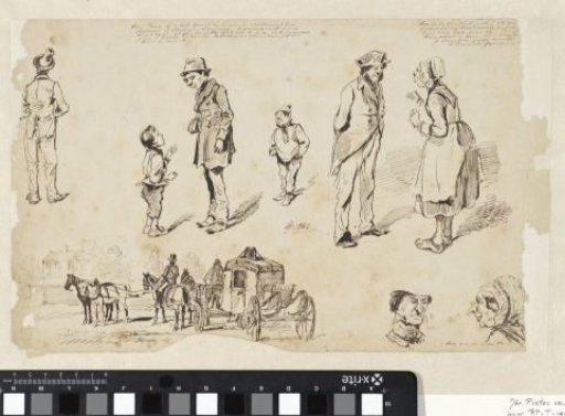 Caricature figures and a carriage