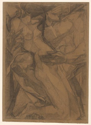 Nude woman embraced by a muscular nude man