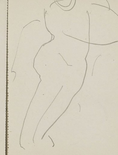 Standing figure with raised arms