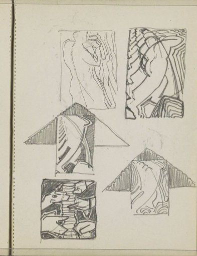 Study sheet, including figures and animal heads