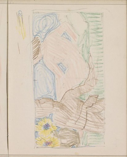 Seated man next to a reclining nude woman on a bed