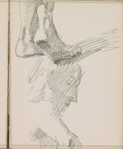 Head of a woman and crossed feet