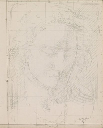 Head of a woman with a pearl necklace