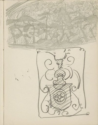 Landscape with trees and an ornament