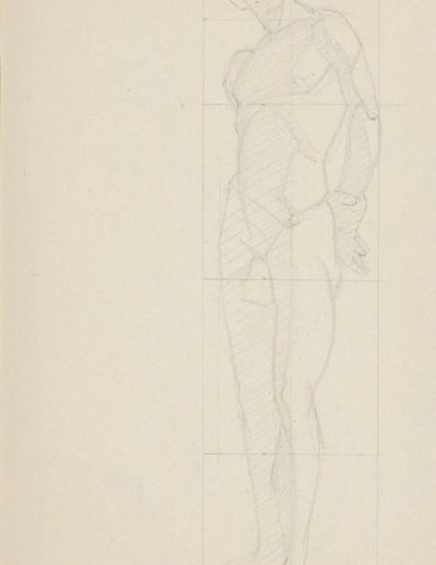 Standing nude man with arms behind his back