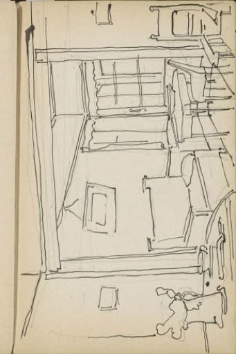 Interior with a dining table and seating area