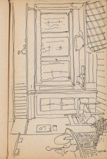 Interior with a mantelpiece and seating area