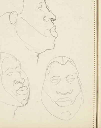 Heads of three African men