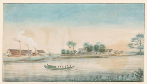 View of the Catharina Sophia sugar plantation from the water