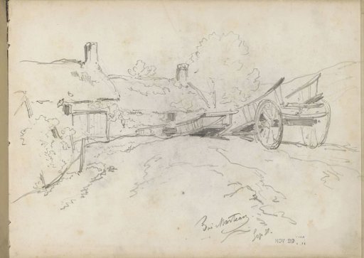 Village street with a handcart at Bois Marteau