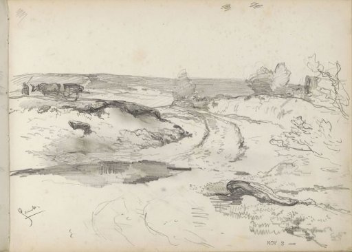 Landscape with an ox cart at Genk