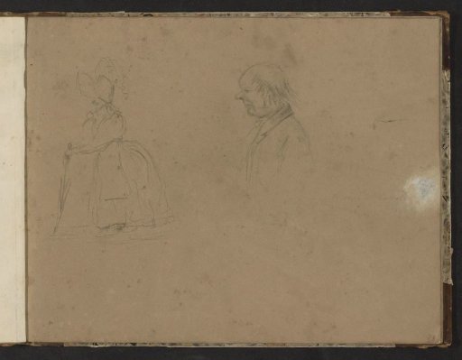 Woman with an umbrella and a man in a suit