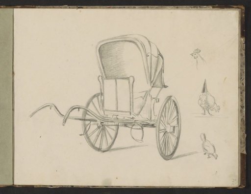 Horse-drawn cart and chickens
