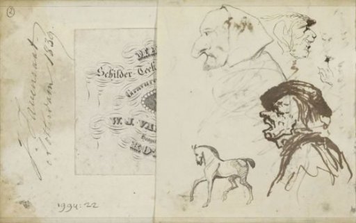 Study sheet, among others with a monk