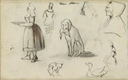 Study sheet, including a maid with a basin
