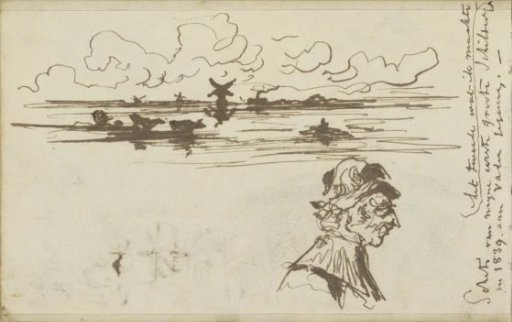 Water landscape with windmills