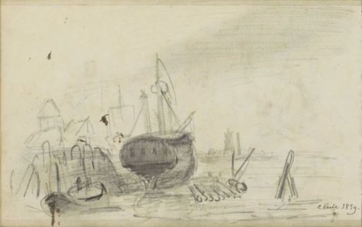 Sailing ship at a quay