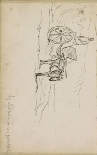 Sand pit with a figure on a horse-drawn cart in Nütterden