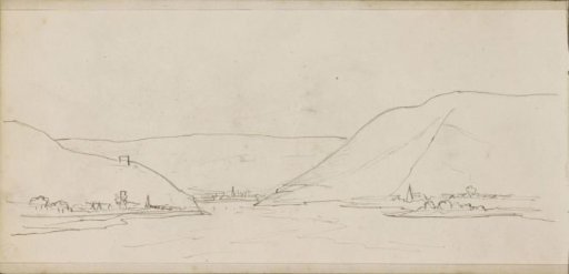 Landscape with mountains by a lake