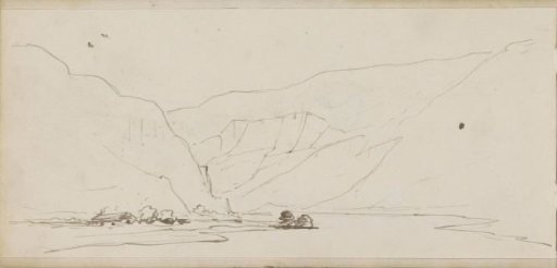 Mountains and a house by a lake