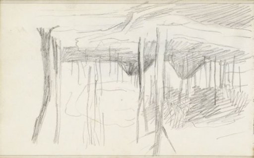 Forest with Straw Huts or Haystacks