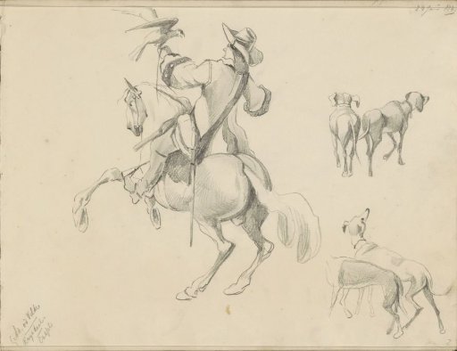 Rider and Dogs after Adriaen van de Velde and Jacob van Ruysdael