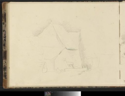 Figure by a farmhouse