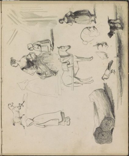 Study Sheet, Including Horses, Birds, a Dog and Figure Studies
