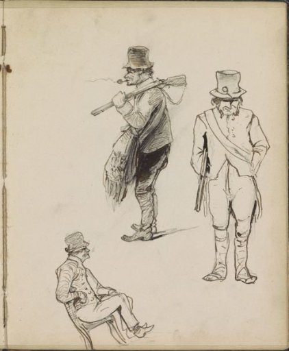 Hunters, One with a Pipe and a Gun over His Shoulder